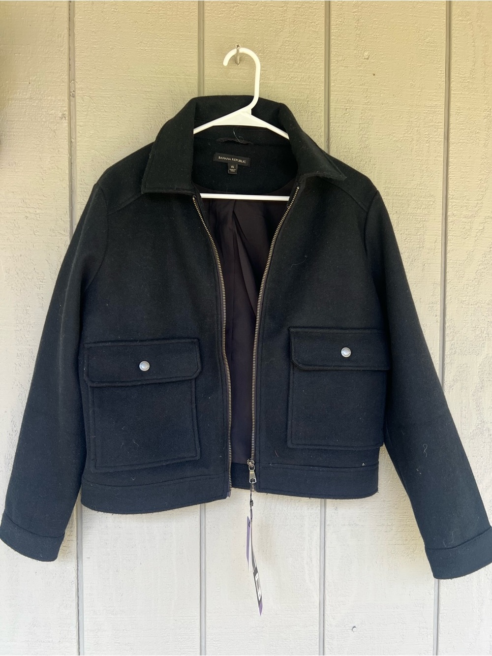 Banana Republic Black Wool Zip-Front Jacket